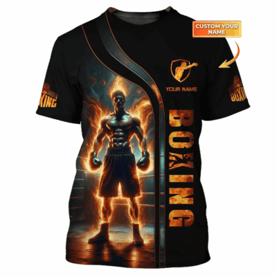 Man Shirt, Custom Name Boxing T-Shirt, Gift for Boxing Lover, Boxing Hoodie Polo Shirt