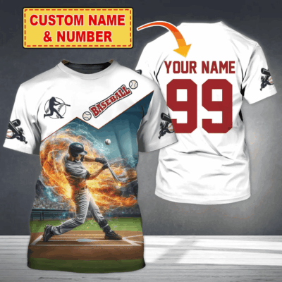 Man Shirt, Custom Name Baseball Polo Shirt, Baseball T-Shirt, Baseball Hoodie Long Sleeve Shirt