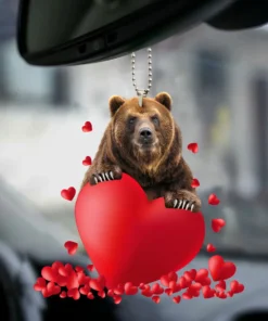 Brown Bear Heart Car Ornament