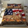 Deer Hunting American Flag Quilt Bedding Set