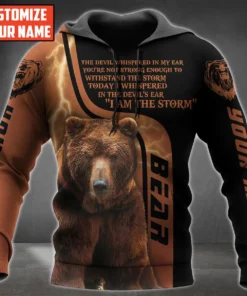Personalized Name Bear I'm The Storm All Over Printed Unisex Hoodie