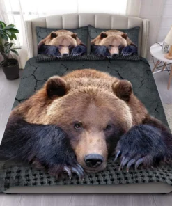Brown Bear In Love All Over Printed Bedding Set