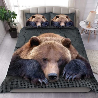 Brown Bear In Love All Over Printed Bedding Set