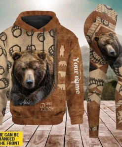 Love Brown Bear - Personalized Hoodie and Leggings