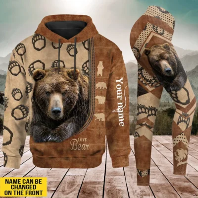 Love Brown Bear - Personalized Hoodie and Leggings