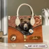 Cool Brown Bear Daisy Flower Personalized Leather Handbag
