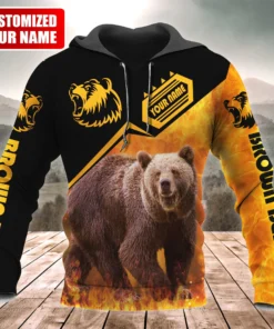 Personalized Name Brown Bear Q2 All Over Printed Unisex Shirt