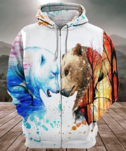Brown Bear And Polar Bear All Over Printed Unisex Shirt