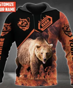 Personalized Name Brown Bear All Over Printed Unisex Shirt Q021006