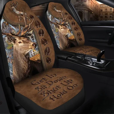 Deer Q3 Hold on Funny Car Seat Covers Universal Fit Set 2 Q110901
